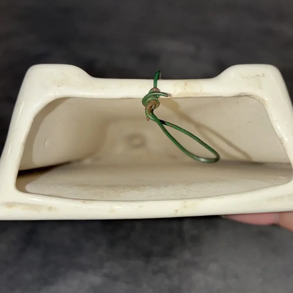 Vtg Ceramic Wall Pocket Scissors Holder Bird and Butterfly Design 6.5